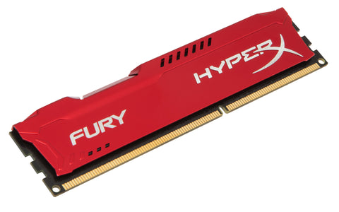 Kingston HyperX Fury Series Memory - 8GB DDR3-1600MHz, 8GB, 240-Pin, PC3-12800, Red Heat Spreader, CL10, DIMM, XMP Profiles