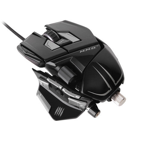 Cyborg M.M.O.7 Gaming Mouse - Glossy Black, 6400dpi, 4 DPI Settings, 15 Program Buttons, 2 Side Buttons, 3 Cyborg Modes, Adjust Length/Weight/Thumb, Adj. Pinkie/Palm Rest