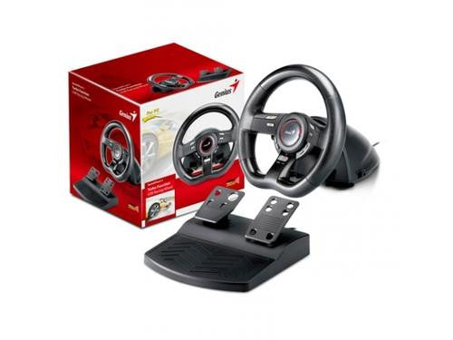 Genius Speed Wheel 5 - 8 Buttons, Foot Pedals, Touch Sense Technology, Turbo Function & Speed Control, Ergonomic, C-Clamp