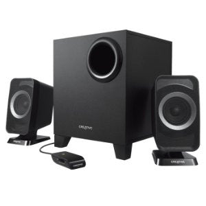 Creative Inspire T3150W - 2.1 Channel, Bluetooth, Image Focus Plate, Dual-Slot Speaker Enclosures, In-Line Remote Control, 30W RMS Power, DownPort SubWoofer