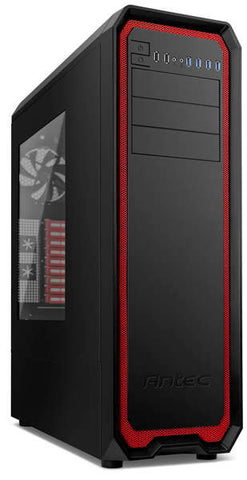 Antec Nineteen Hundred Extended Chassis - Super Tower, 4x USB 3.0 + 2x USB 2.0, 12x Tool-less drive bays, Windowed Side Panel - Black and Red