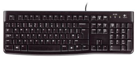 Logitech K120 Keyboard - Multimedia Shortcut Keys, US Key Layout, Spill Resistant, Ergonomoc Slope, Soft Press Keys, USB