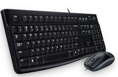 Logitech MK120 Desktop - Multimedia Shortcut Keys, US Key Layout, Spill Resistant, Ergonomoc Slope, Soft Press Keys, Ambidextrous Optical Mouse, USB