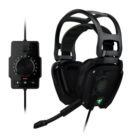 Razer Tiamat 7.1 Elite Gaming Headset - 7.1 Surround Sound, Full Audio Inline Conrol Panel, 10 High Fidelity Neodimium Drivers, Retractable Mic, Leatherette Cushions