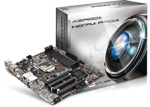 ASRock H87M Intel H87 Express Chipset, Socket 1150 @ 100MHz FSB, 4th Gen Core i7/i5/i3/Pentium/Celeron, DDR3 Up To 1600, Dual Memory Channel, 4x DIMMs (Max 32GB)