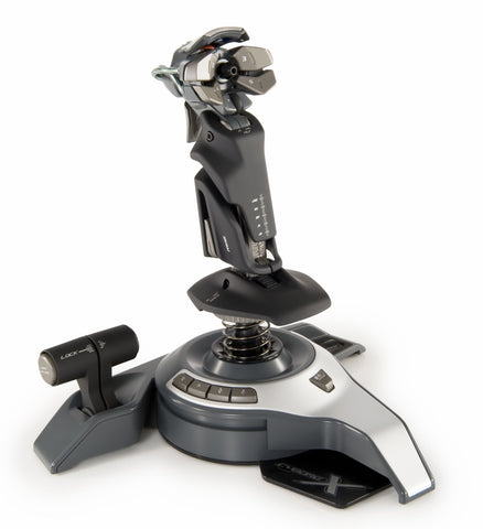 Cyborg F.L.Y.5 Flight Stick For PC - Adjustable Height/Head/Buttons/Angle, 12 Buttons & 1 Trigger, 8-Way POV Switch, Twin Throttle, Shift Button, Folding Base