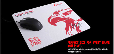 Thermaltake eSports White-Ra Mouse Pad - Special Edition, Rubber Base, Synthetic Fabric Material Surface