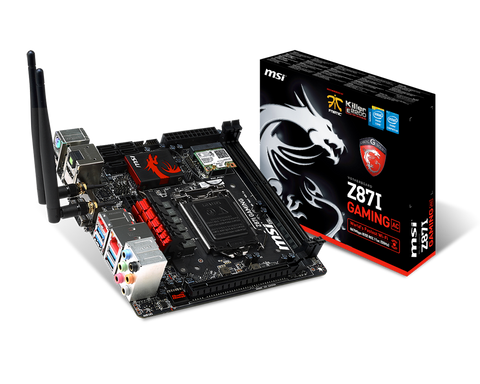 MSI Intel Z87I Gaming AC Z87 Chipset, Socket 1150 @ 100MHz FSB, 4th Gen Core i3/i5/i7/Pentium/Celeron Support, DDR3 1600 (3000MHz Max OC), 2x DIMM Dual Channel (16GB)