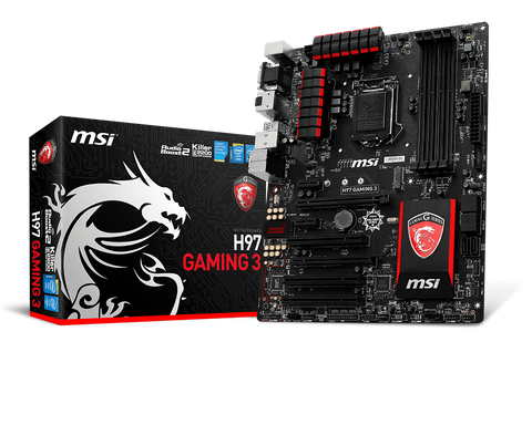 MSI Intel H97 Gaming 3 H97 Chipset, Socket 1150 @ 100MHz FSB, 4th Gen Core i3/i5/i7/Pentium/Celeron Support, DDR3 1333 (1600MHz Max), 4x DIMM Dual Channel (32GB)