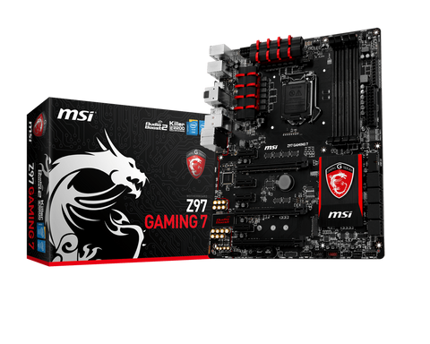 MSI Intel Z97 Gaming 7 Z97 Chipset, Socket 1150 @ 100MHz FSB, 4th Gen Core i3/i5/i7/Pentium/Celeron Support, DDR3 1333 (3300MHz Max OC), 4x DIMM Dual Channel (32GB)