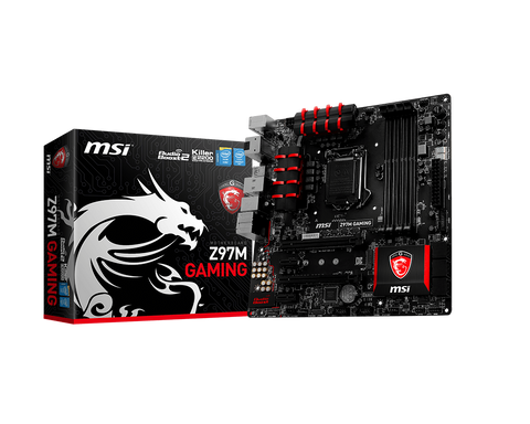 MSI Intel Z97M Gaming Z97 Chipset, Socket 1150 @ 100MHz FSB, 4th Gen Core i3/i5/i7/Pentium/Celeron Support, DDR3 1333 (3300MHz Max OC), 4x DIMM Dual Channel (32GB)