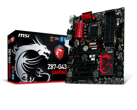 MSI Intel Z87-G43 Gaming Z87 Chipset, Socket 1150 @ 100MHz FSB, 4th Gen Core i3/i5/i7/Pentium/Celeron Support, DDR3 1333 (3000MHz Max OC), 4x DIMM Dual Channel (32GB)