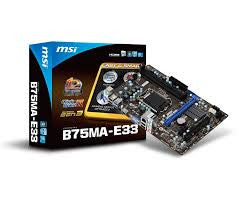 MSI Intel B75MA-E33 B75 Chipset, Socket 1155 @ 100MHz FSB, 3rd Gen Core i3 / i5 / i7 / Pentium / Celeron,  DDR3 Up To 2400MHz (OC), 2x Dual Channel DIMMs (Max 32GB)