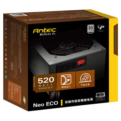 Antec NEO ECO - 520W Industrial Grade Protection Circuitry, 120 mm DBB Silence, PCI-E x1, PCI-E 6+2 pin x1, SATA x6, 4-PIN x6, 80+ Bronze