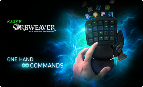 Razer Orbweaver Macro Keypad - 20 Fully Programmable Mechanical keys, 8-Way Thumbpad, Razer Synaps 2.0. Adjustable Hand, Thumb and Palm-rest Modules