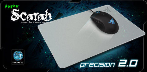 Razer Scarab Surface - Fractal 2.0 Hard Mouse Surface, Reinforced Carry Case, Non-Slip Rubber Base, High Precision Tracking Coating, White